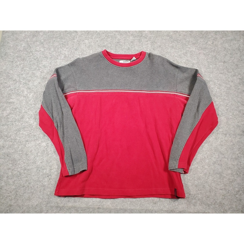Vintage Point Zero LS Shirt Size M Red Grey Ribbed Thermal Skater Grunge Y2k